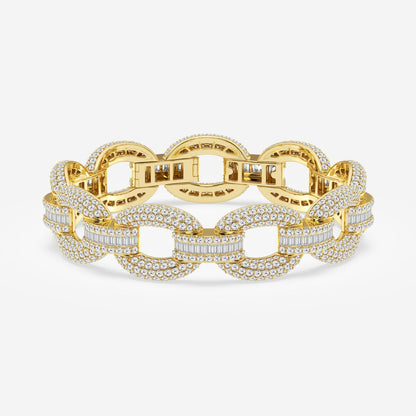 Baguette Moissanite Pave Link Bracelet