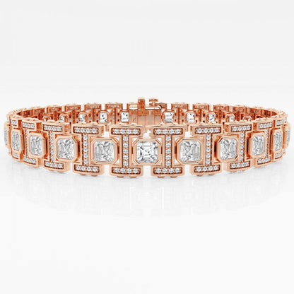 Asscher and Round Moissanite Link Bracelet
