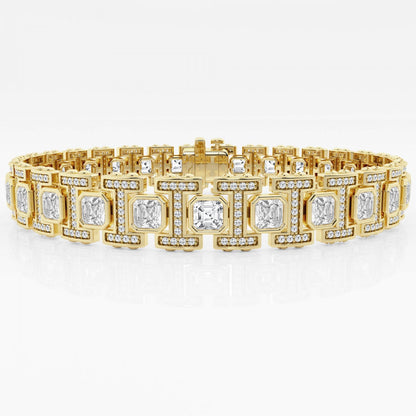 Asscher and Round Moissanite Link Bracelet