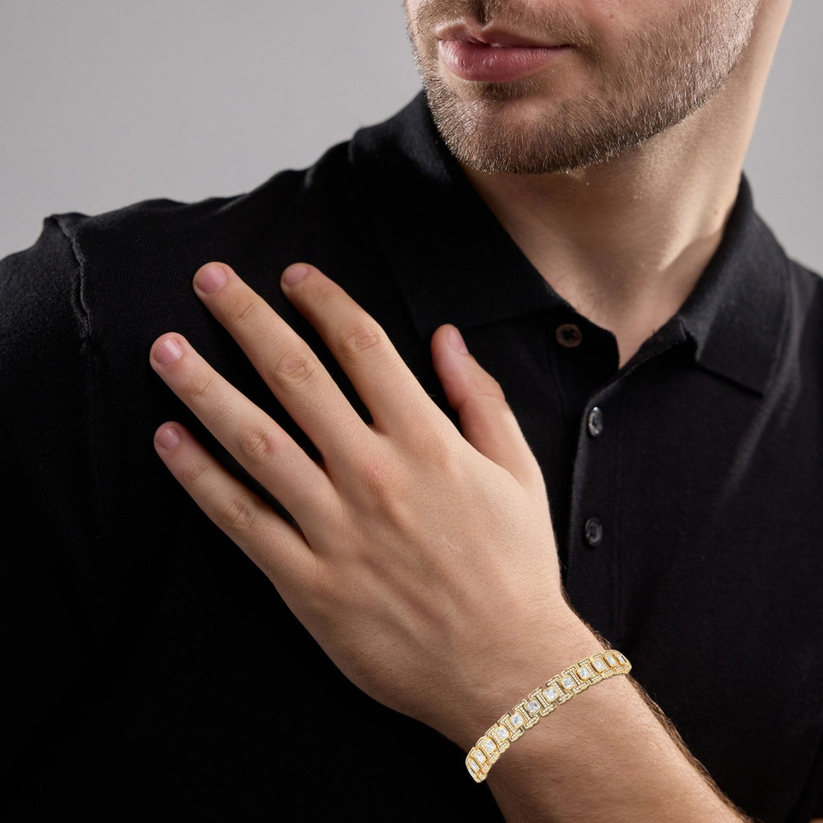 Asscher and Round Moissanite Link Bracelet – view 4