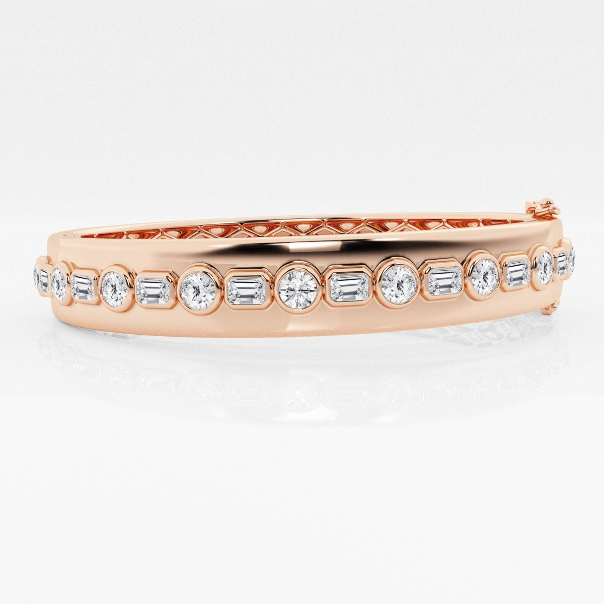 Round and Emerald Moissanite Bangle Bracelet – view 4