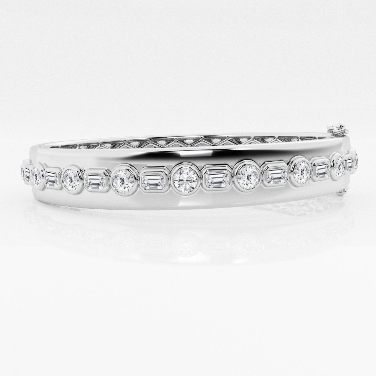 Round and Emerald Moissanite Bangle Bracelet – view 2