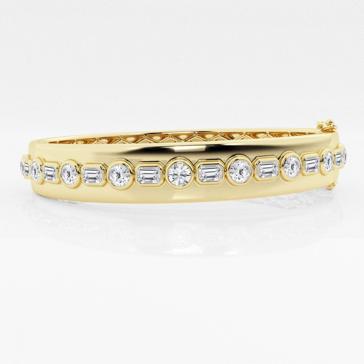 Round and Emerald Moissanite Bangle Bracelet – view 3