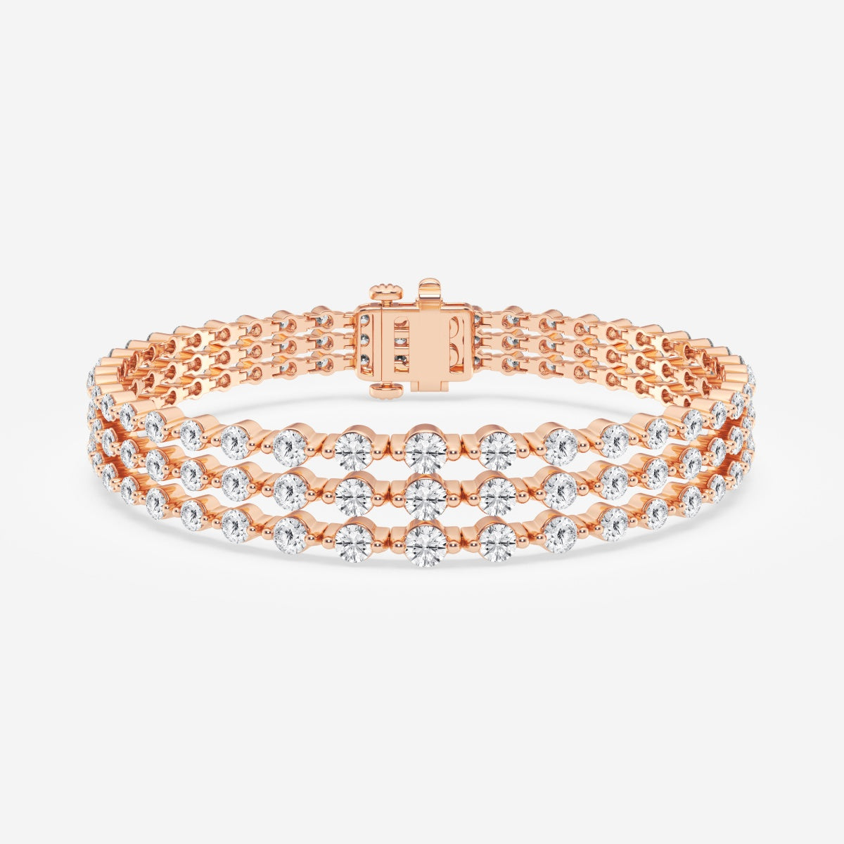 Round Moissanite Triple Row Fashion Bracelet