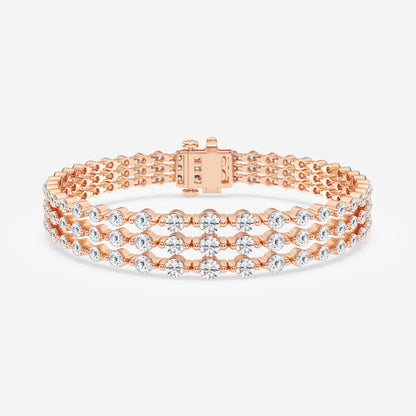 Round Moissanite Triple Row Fashion Bracelet