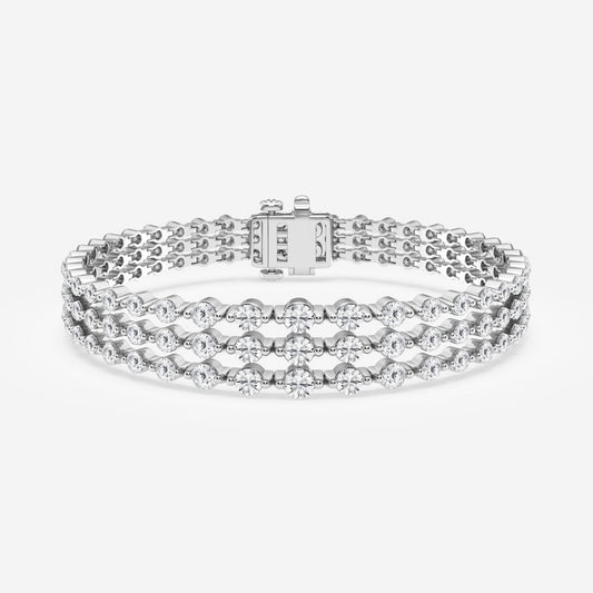 Round Moissanite Triple Row Fashion Bracelet