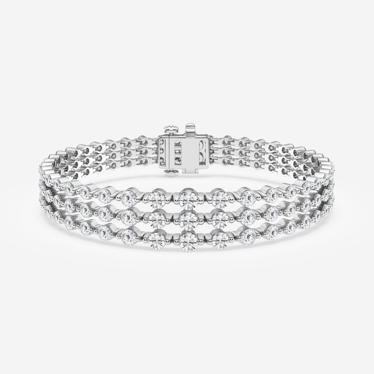 Round Moissanite Triple Row Fashion Bracelet