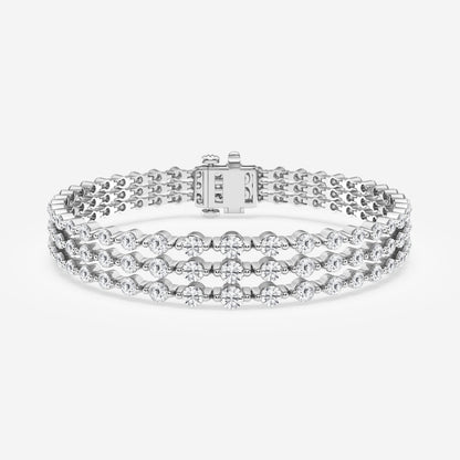 Round Moissanite Triple Row Fashion Bracelet