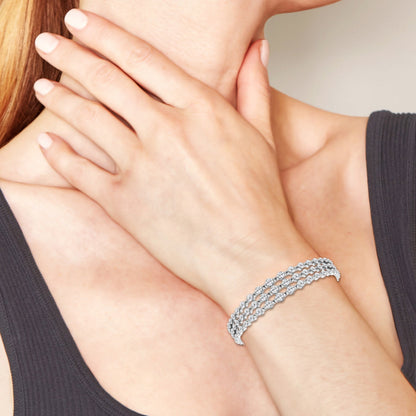 Round Moissanite Triple Row Fashion Bracelet