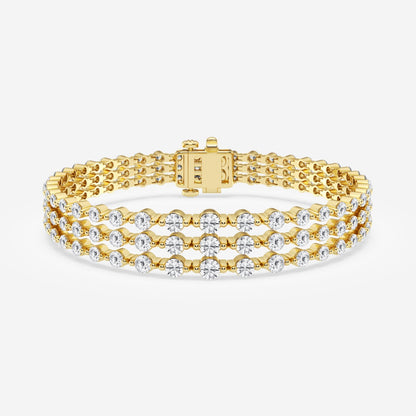 Round Moissanite Triple Row Fashion Bracelet