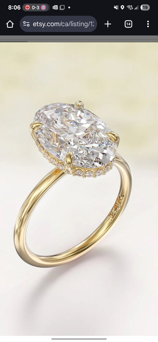 3 Carat Oval Solitaire Band (Custom Order) 50% deposit