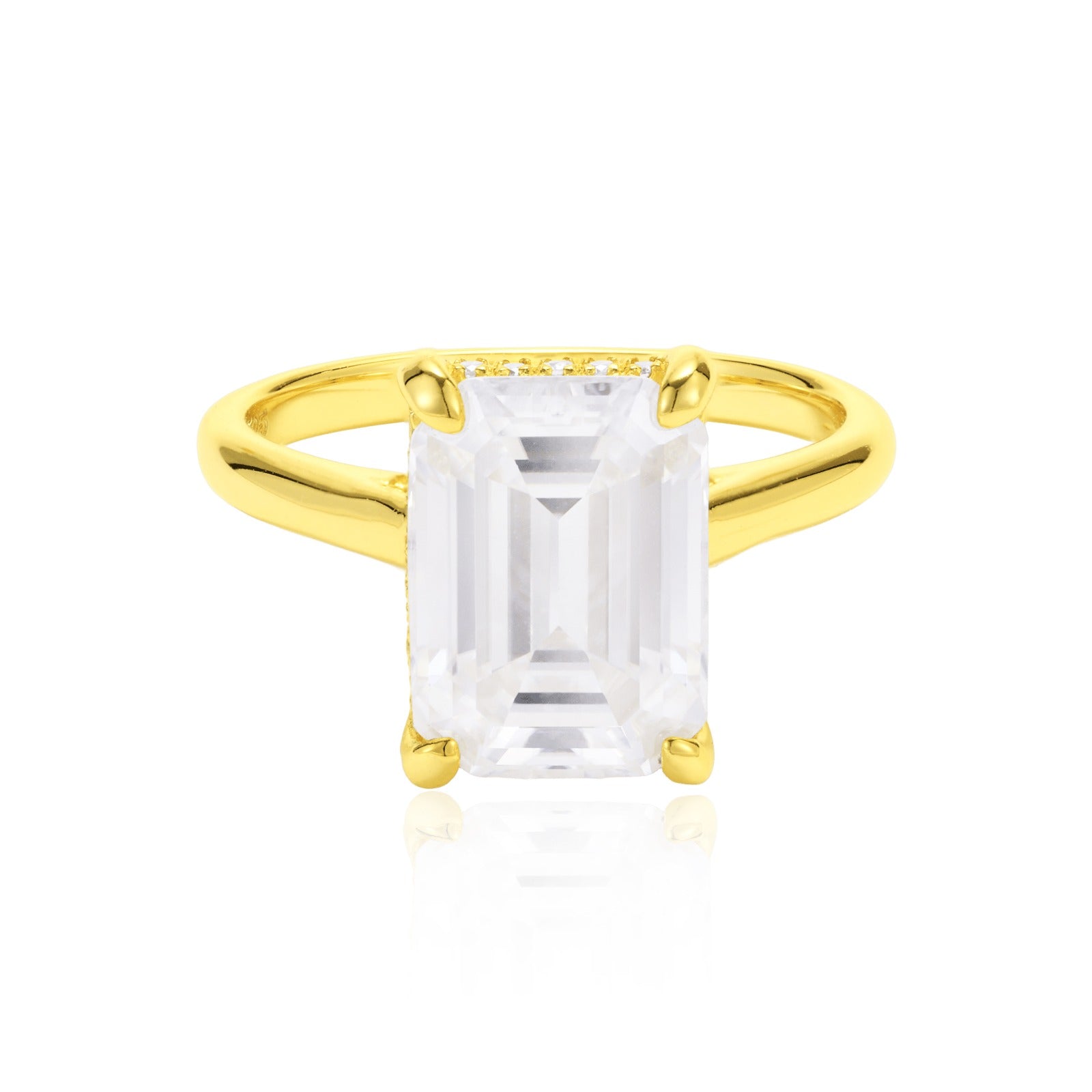 4.5 CT Emerald Cut Solitaire Band with Cathedral Setting and Shoulder Accents – view 14