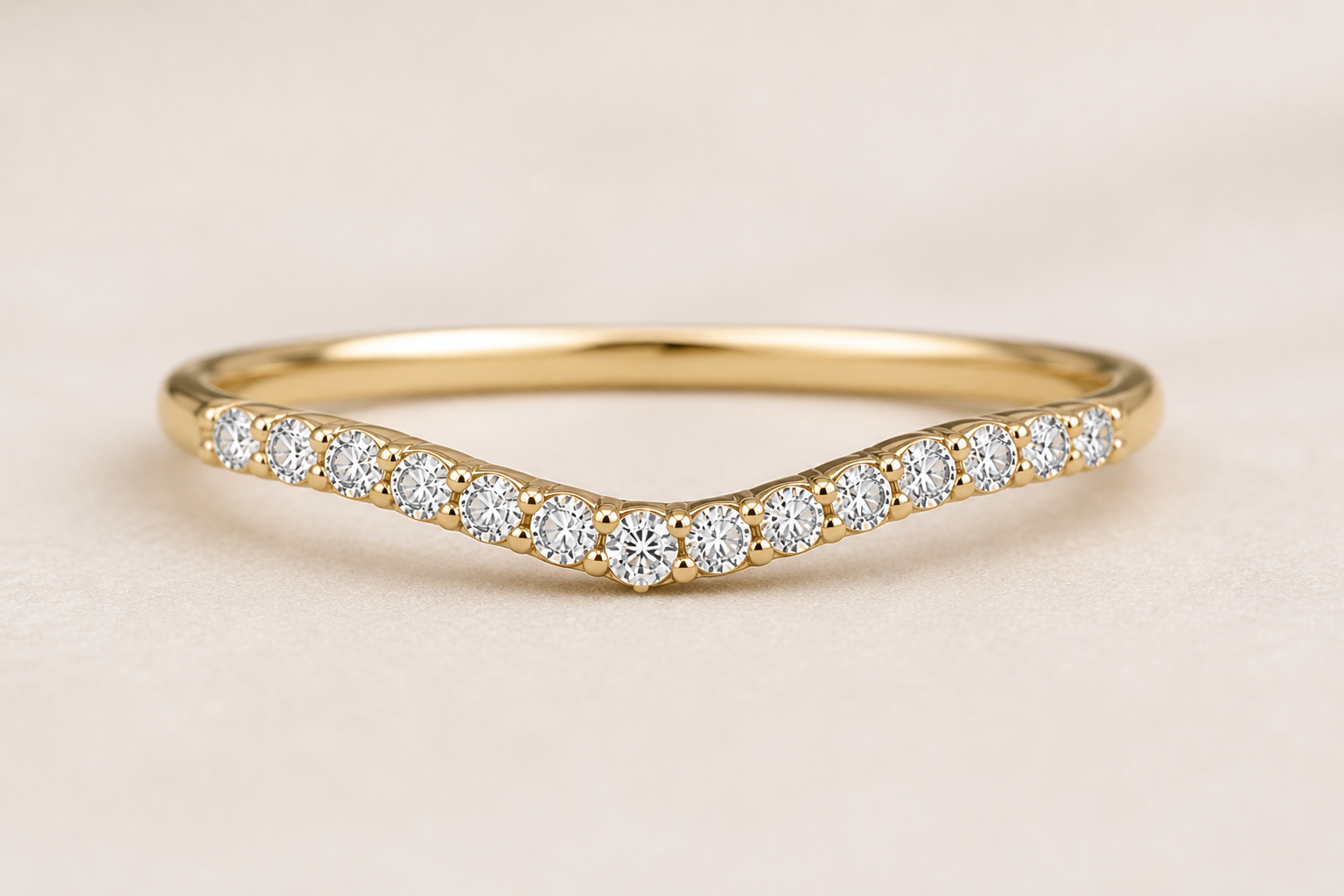 Pavé Band – Thin Curved Stackable Wedding Ring