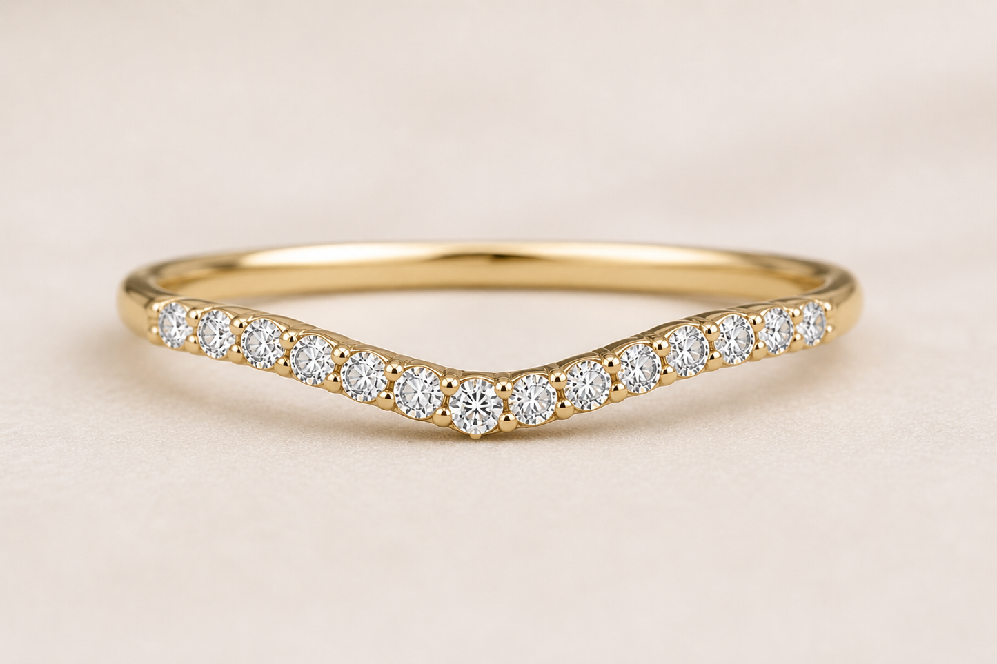 Pavé Diamond Band – Thin Curved Stackable Wedding Ring