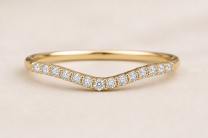 Pavé Diamond Band – Thin Curved Stackable Wedding Ring