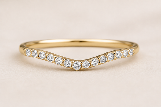 Pavé Diamond Band – Thin Curved Stackable Wedding Ring