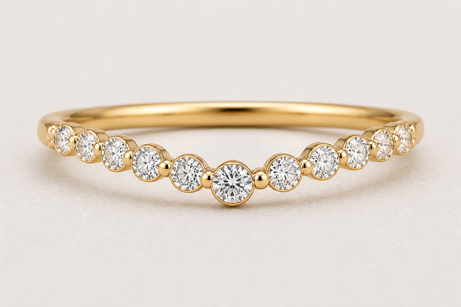 Curved Bezel Band | 2mm Gold Contour Wedding Ring