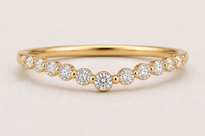 Curved Bezel Diamond Band | 2mm Gold Contour Wedding Ring