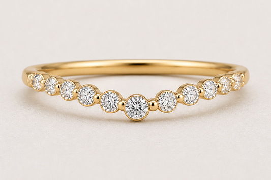 Curved Bezel Diamond Band | 2mm Gold Contour Wedding Ring