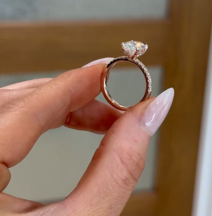 CUSTOM ORDER - 2.5 CT Oval with hidden halo on a solitaire band