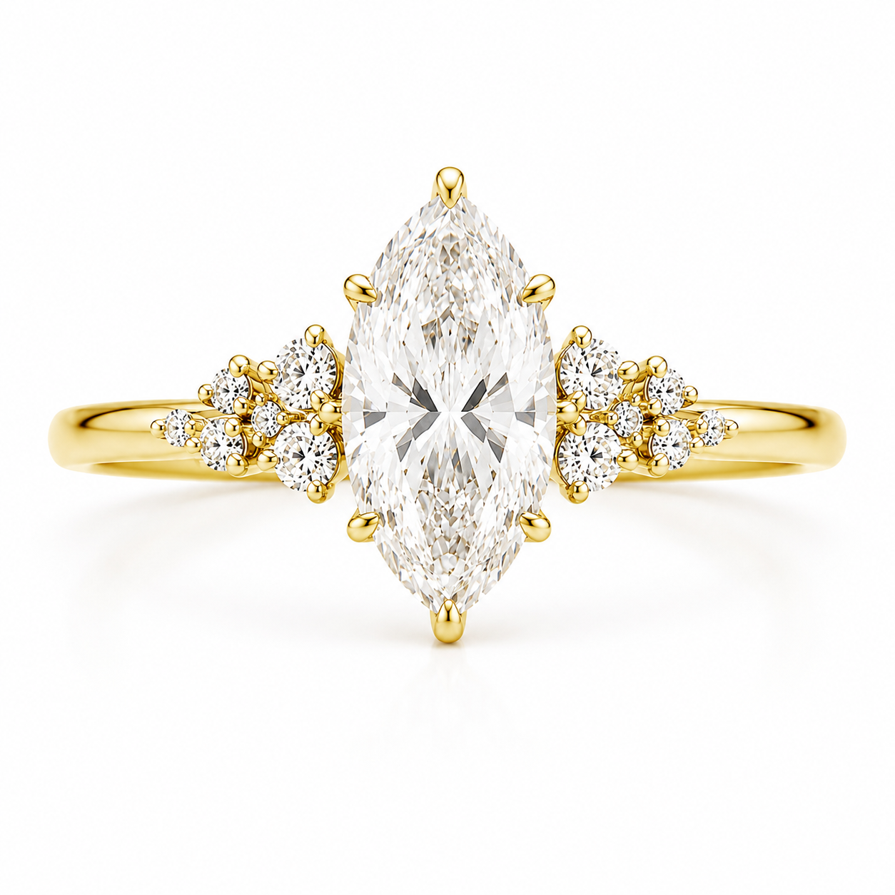 4 Carat Marquise Diamond Floral Engagement Ring