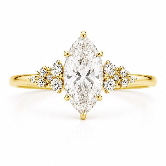 4 Carat Marquise Diamond Floral Engagement Ring