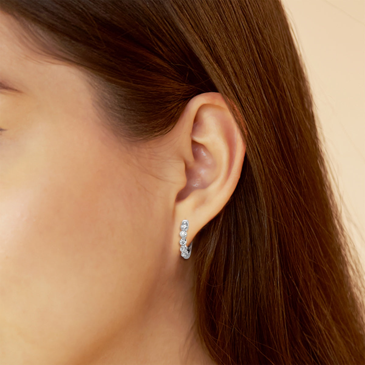 Round Moissanite Floating Hoop Earrings – view 3