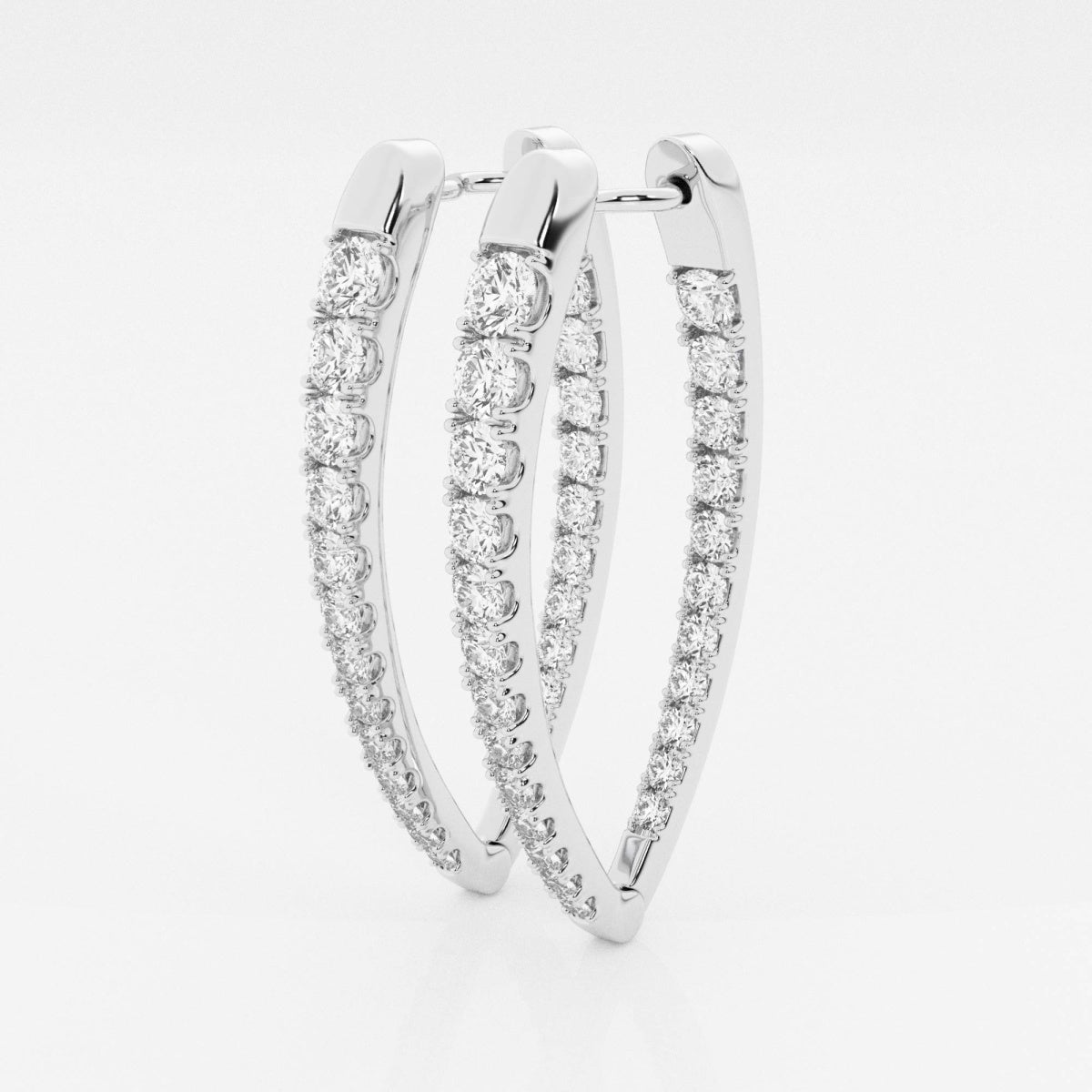 Round Moissanite Graduated Inside Out Hoop Earrings – view 2