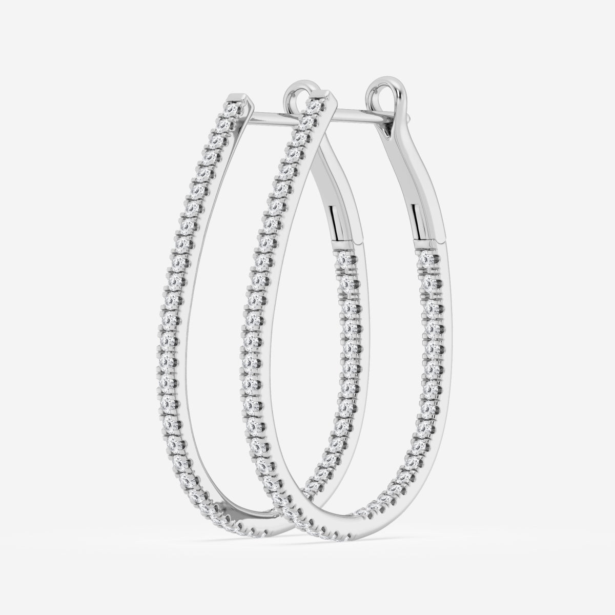 Round Moissanite Inside Out Hoop Earrings – view 2