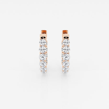 Round Moissanite Oval-Shaped Inside Out Hoop Earrings