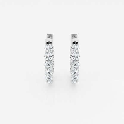 Round Moissanite Oval-Shaped Inside Out Hoop Earrings