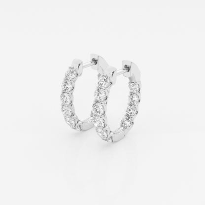 Round Moissanite Oval-Shaped Inside Out Hoop Earrings