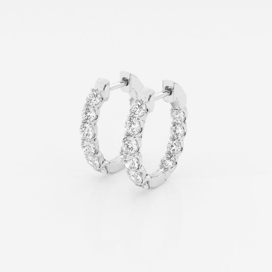 Round Moissanite Oval-Shaped Inside Out Hoop Earrings