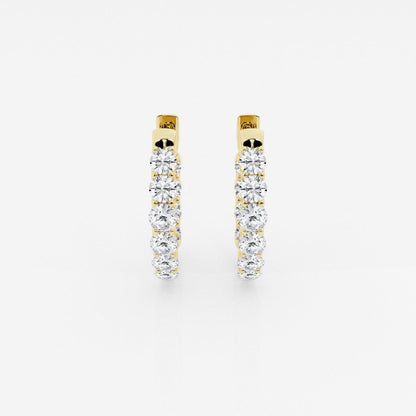 Round Moissanite Oval-Shaped Inside Out Hoop Earrings