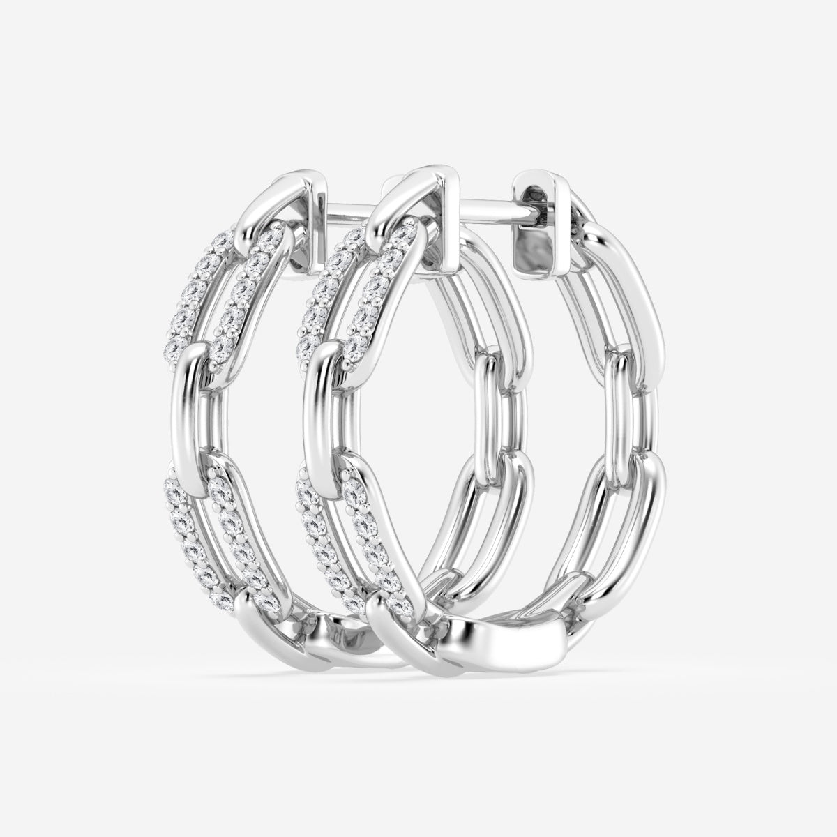 Round Moissanite Petite Paperclip Hoop Earrings – view 2