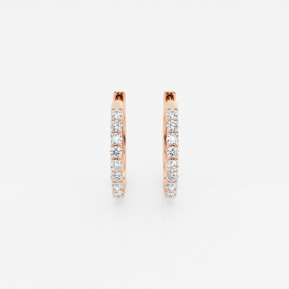 Round Moissanite Shared Prong Hoop Earrings – view 4