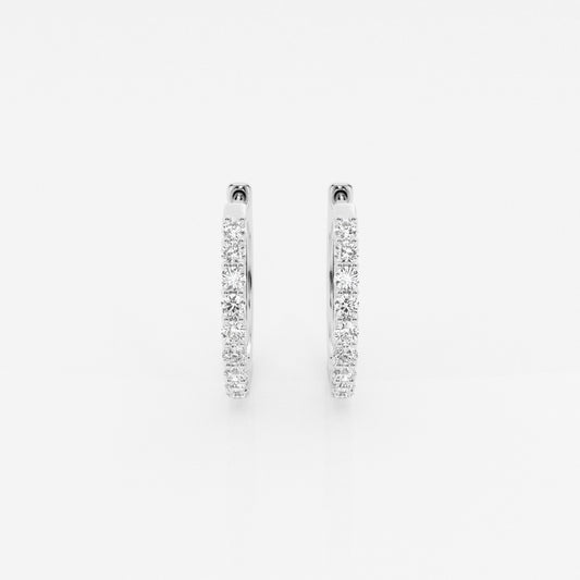 Round Moissanite Shared Prong Hoop Earrings