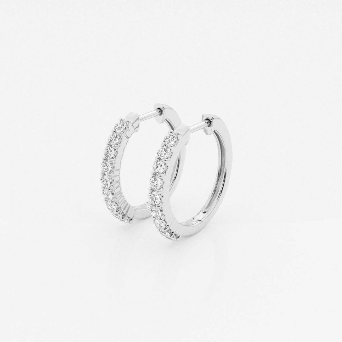 Round Moissanite Shared Prong Hoop Earrings – view 2