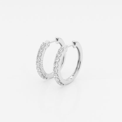 Round Moissanite Shared Prong Hoop Earrings