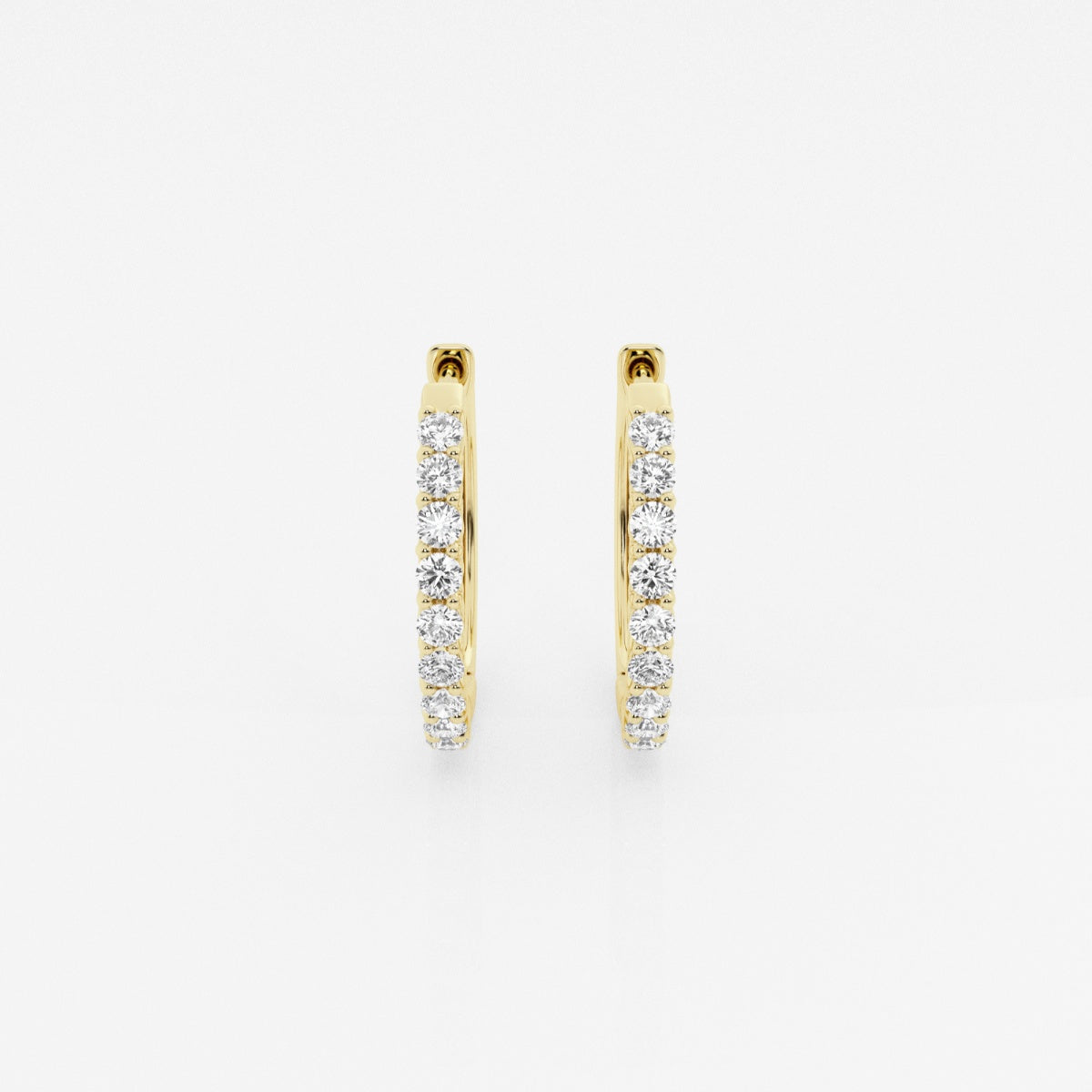 Round Moissanite Shared Prong Hoop Earrings – view 3