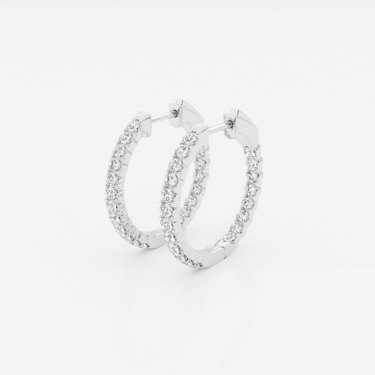 Round Moissanite Inside Out Hoop Earrings – view 3