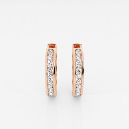 Round Moissanite Channel Set Hoop Earrings