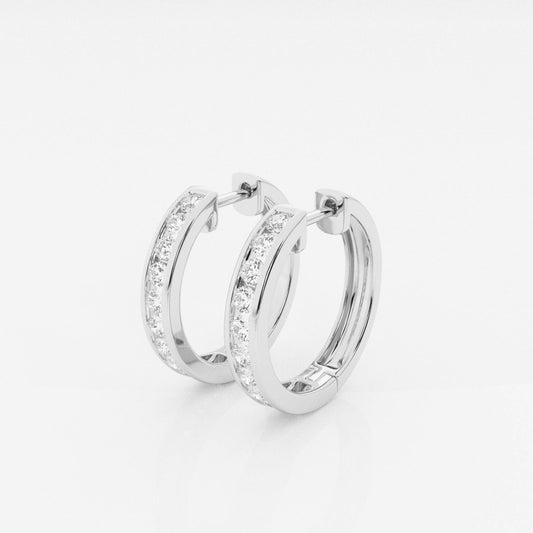 Round Moissanite Channel Set Hoop Earrings