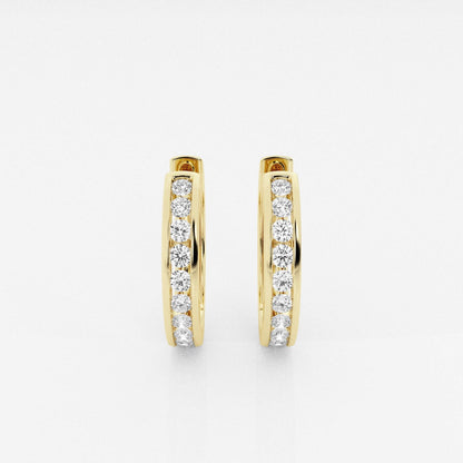 Round Moissanite Channel Set Hoop Earrings
