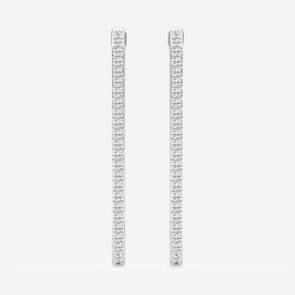 Round Moissanite Paper Clip Hoop Earrings
