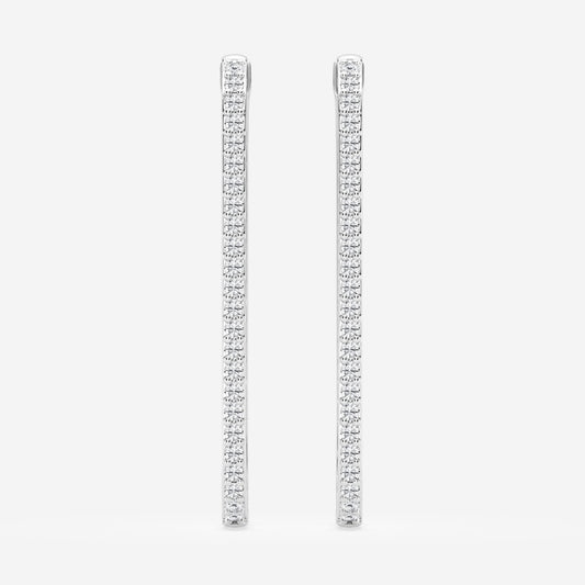 Round Moissanite Paper Clip Hoop Earrings