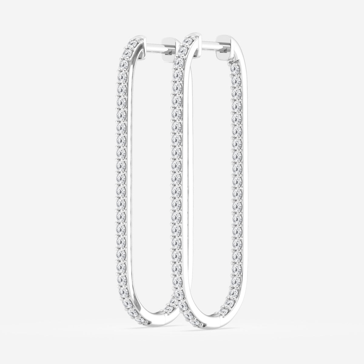Round Moissanite Paper Clip Hoop Earrings – view 2