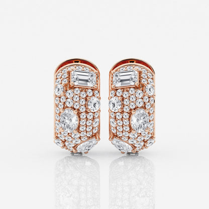 Multi-Shape Moissanite Pave Scatter Hoop Earrings