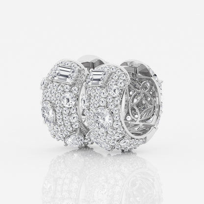 Multi-Shape Moissanite Pave Scatter Hoop Earrings