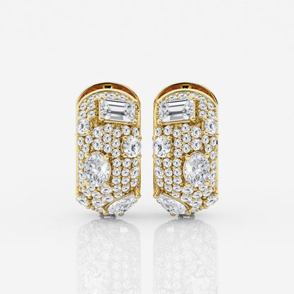 Multi-Shape Moissanite Pave Scatter Hoop Earrings